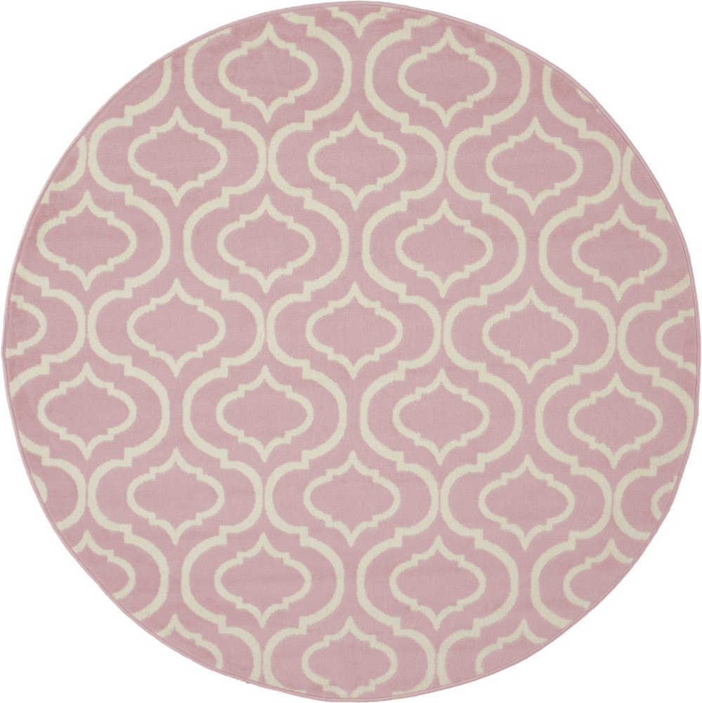5' Pink And Ivory Moroccan Round Rug