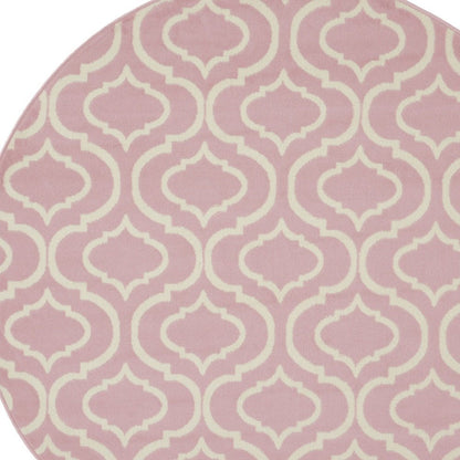 5' Gray Round Moroccan Power Loom Area Rug