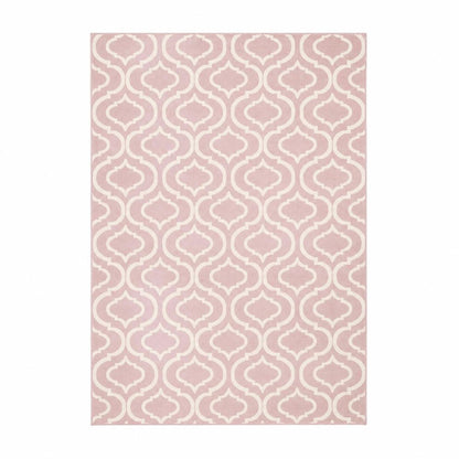 8' X 10' Pink And Ivory Moroccan Area Rug