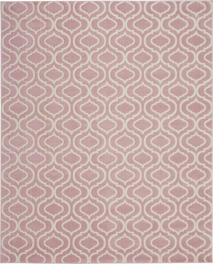 8' X 10' Pink And Ivory Moroccan Area Rug