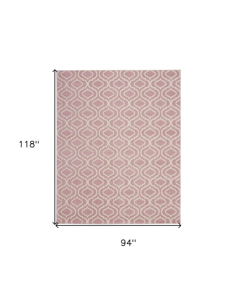 8' X 10' Pink And Ivory Moroccan Area Rug