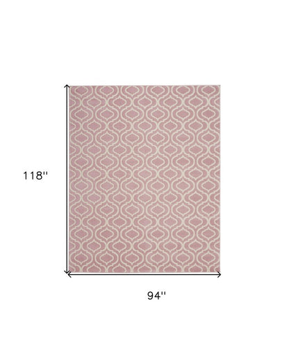 8' X 10' Pink And Ivory Moroccan Area Rug