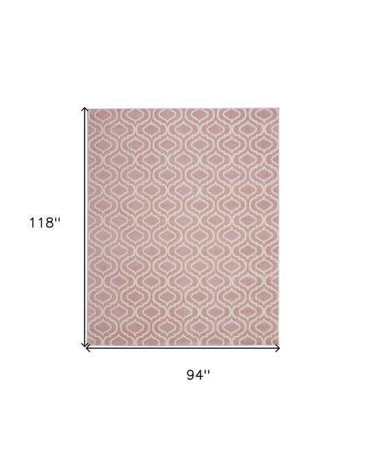 8' X 10' Pink And Ivory Moroccan Area Rug