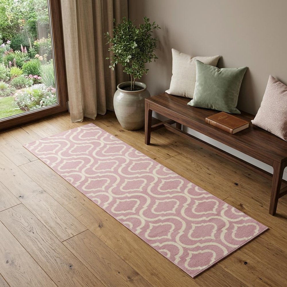 7' Gray Moroccan Power Loom Runner Rug