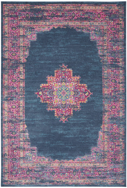 12' X 18' Blue Moroccan Power Loom Distressed Area Rug