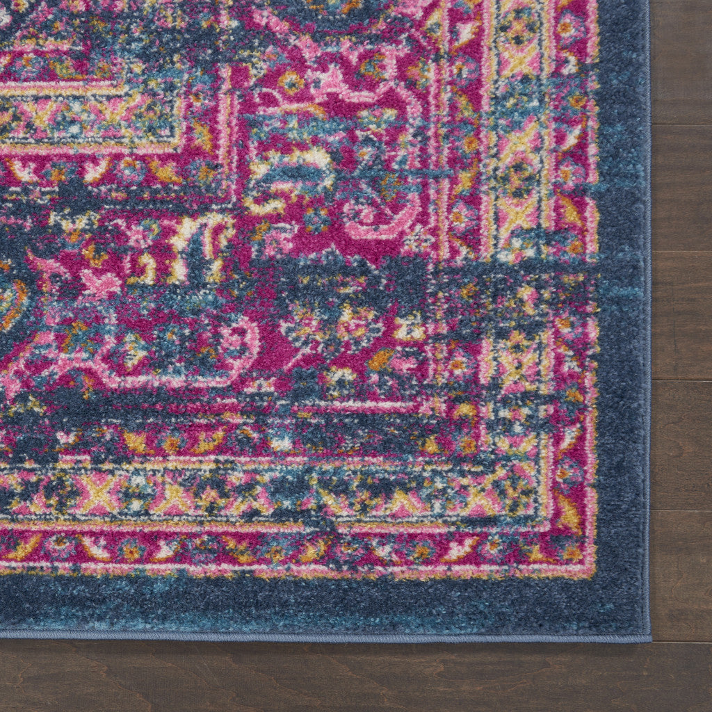 12' X 18' Blue Moroccan Power Loom Distressed Area Rug