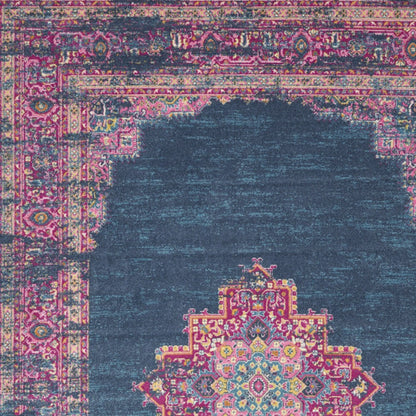 12' X 18' Blue Moroccan Power Loom Distressed Area Rug