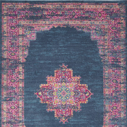 12' X 18' Blue Moroccan Power Loom Distressed Area Rug