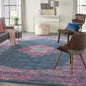 12' X 18' Blue Moroccan Power Loom Distressed Area Rug