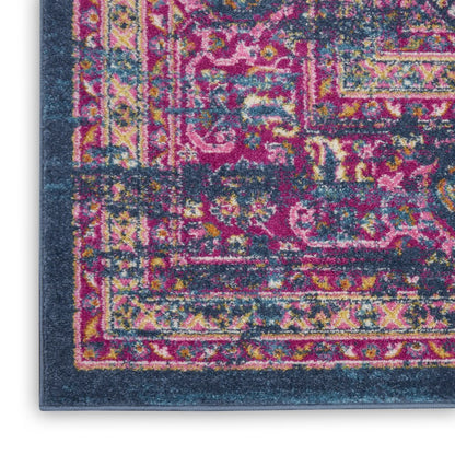 10' X 14' Blue Moroccan Power Loom Distressed Area Rug