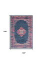 10' X 14' Blue Moroccan Power Loom Distressed Area Rug