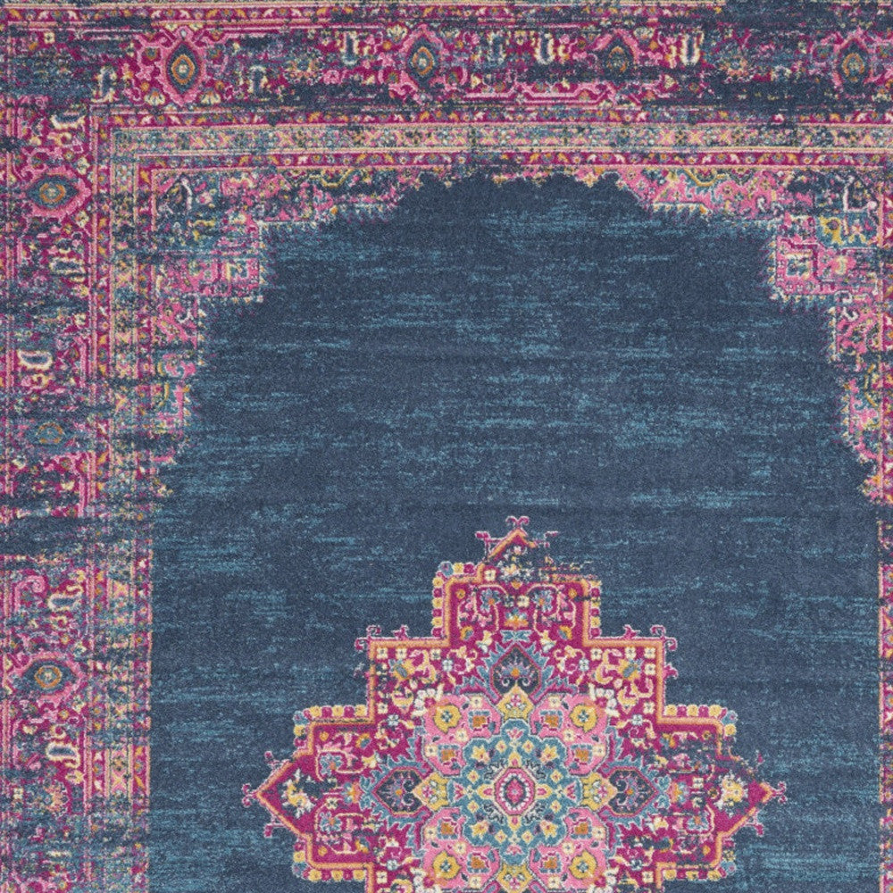 12' X 15' Blue Moroccan Power Loom Distressed Area Rug