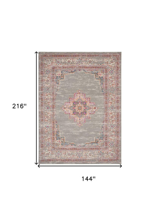 12' X 18' Blue Moroccan Power Loom Distressed Area Rug