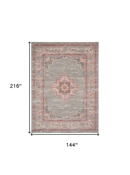 12' X 18' Blue Moroccan Power Loom Distressed Area Rug