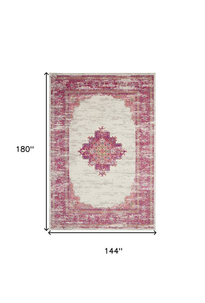 12' X 15' Blue Moroccan Power Loom Distressed Area Rug