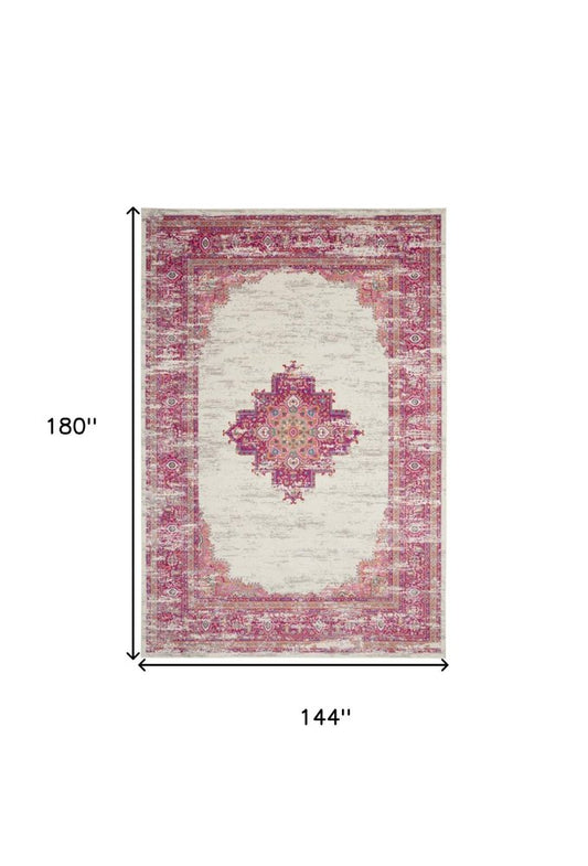 12' X 15' Blue Moroccan Power Loom Distressed Area Rug