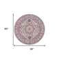 8' Gray Round Floral Power Loom Area Rug