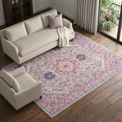 9' X 12' Gray Floral Power Loom Area Rug