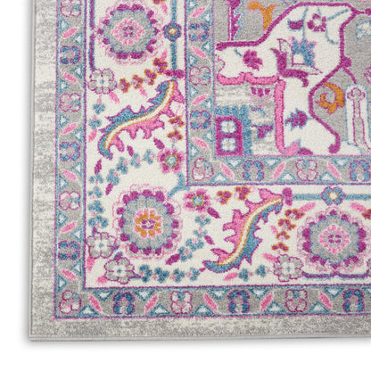 9' X 12' Gray Floral Power Loom Area Rug