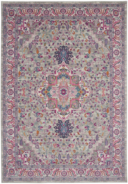 9' X 12' Gray Floral Power Loom Area Rug