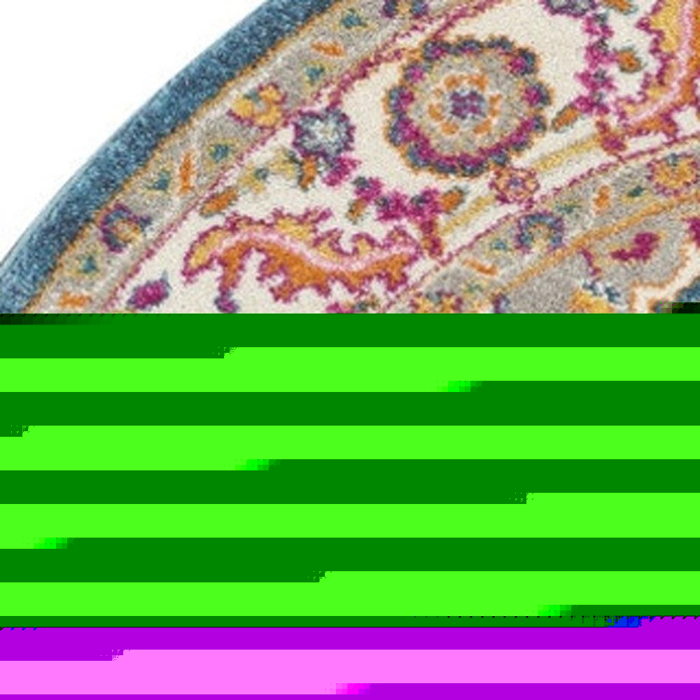 5' Gray Round Floral Power Loom Area Rug