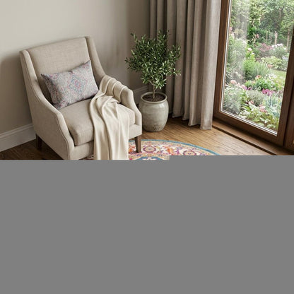 4' Gray Round Floral Power Loom Area Rug