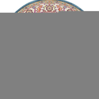 4' Gray Round Floral Power Loom Area Rug