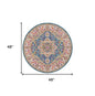 4' Gray Round Floral Power Loom Area Rug