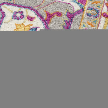 9' X 12' Gray Floral Power Loom Area Rug