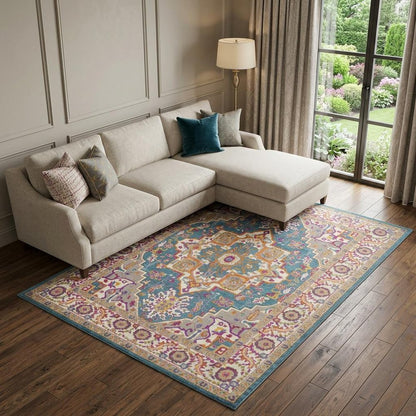 9' X 12' Gray Floral Power Loom Area Rug