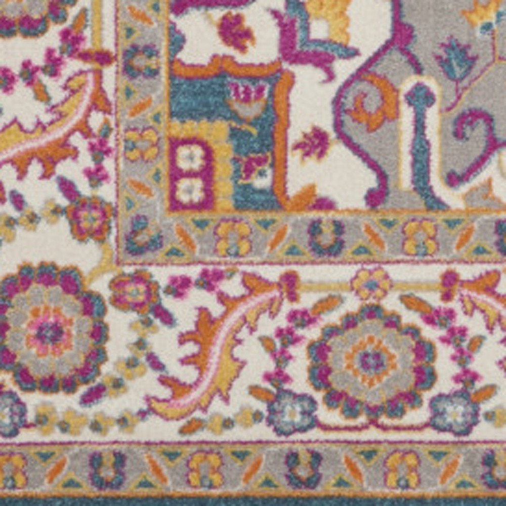 9' X 12' Gray Floral Power Loom Area Rug