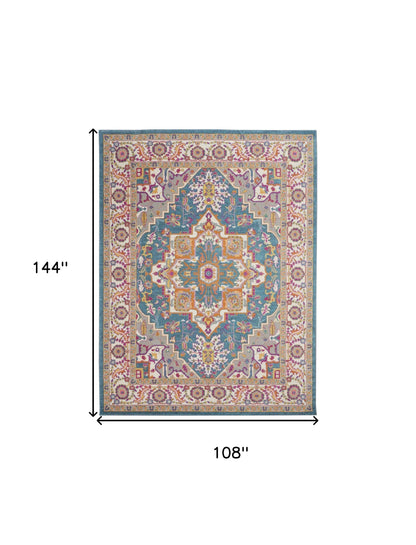 9' X 12' Gray Floral Power Loom Area Rug