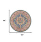 8' Gray Round Floral Power Loom Area Rug