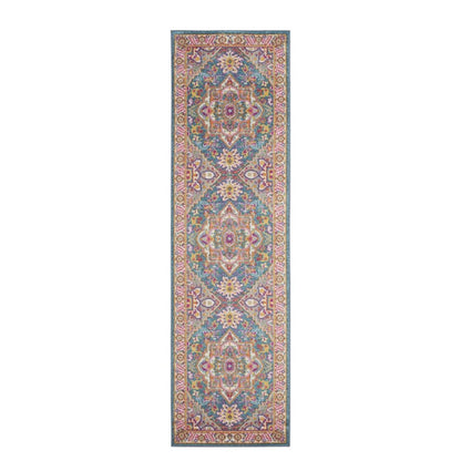 10' Gray Floral Power Loom Runner Rug