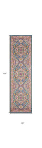 10' Gray Floral Power Loom Runner Rug