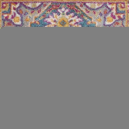 10' Gray Floral Power Loom Runner Rug