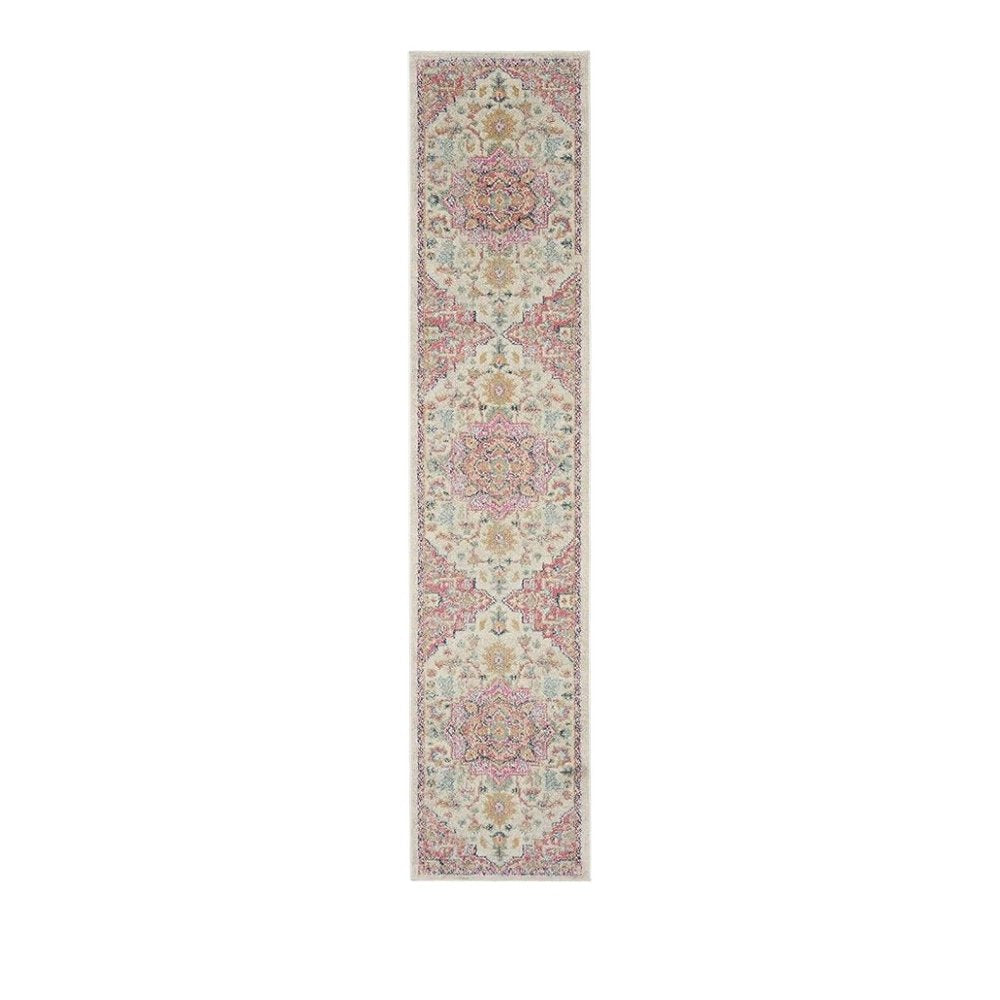 10' Pink and Ivory Oriental Power Loom Runner Rug