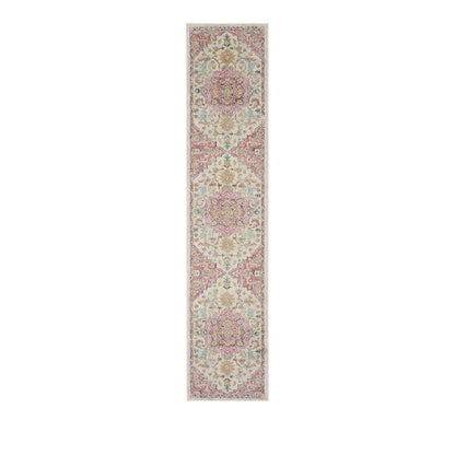 10' Pink and Ivory Oriental Power Loom Runner Rug