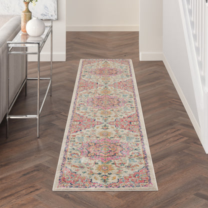 10' Pink and Ivory Oriental Power Loom Runner Rug