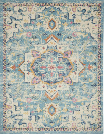 9' X 12' Ivory Floral Power Loom Area Rug