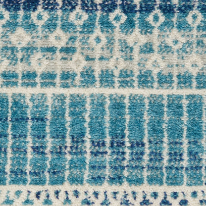 10' Navy Blue Floral Power Loom Runner Rug