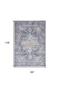 8' X 10' Blue And Pink Floral Power Loom Distressed Washable Area Rug