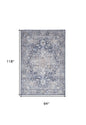 8' X 10' Blue And Pink Floral Power Loom Distressed Washable Area Rug