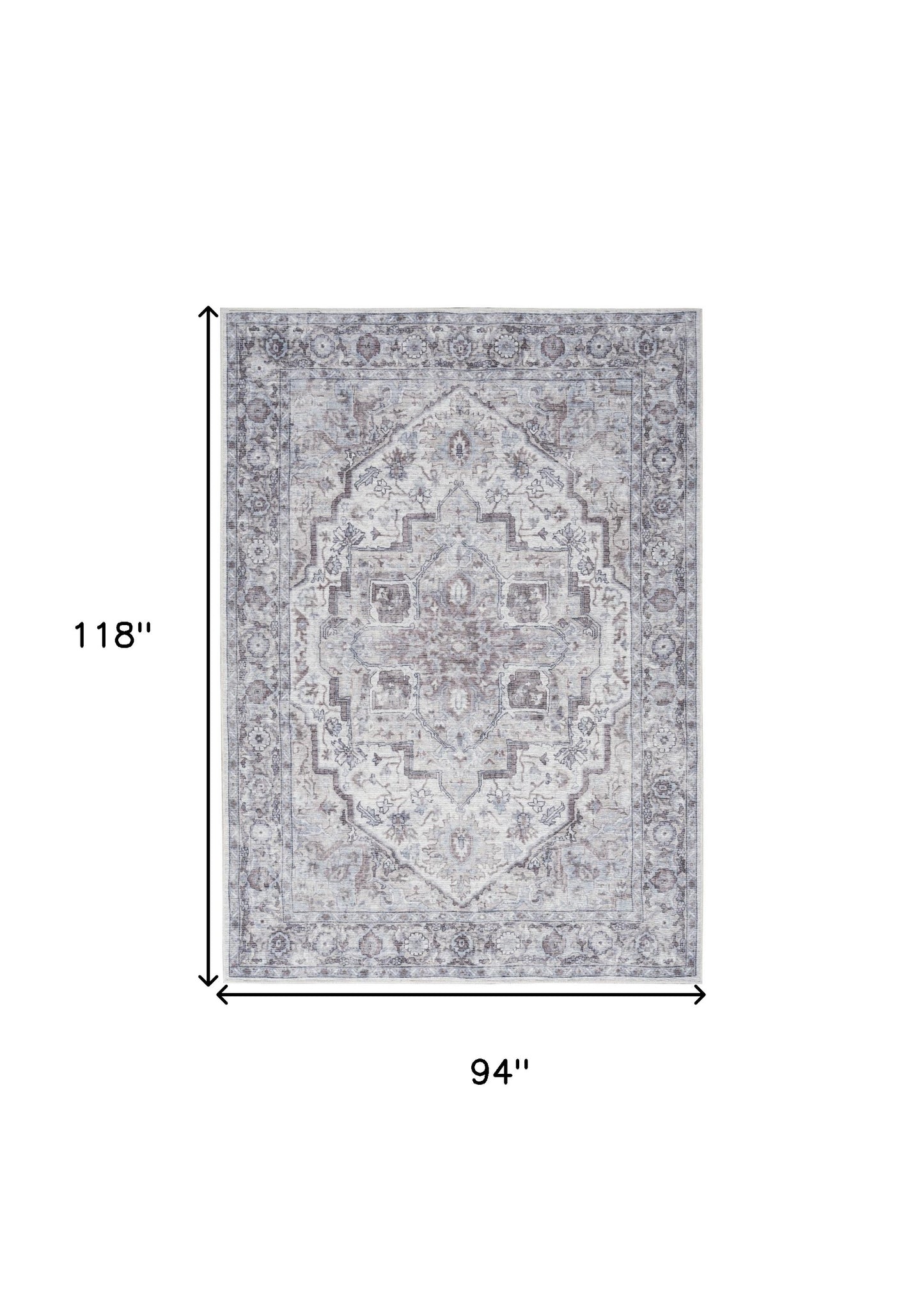 8' X 10' Blue And Pink Floral Power Loom Distressed Washable Area Rug