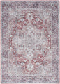 5' X 7' Blue And Pink Floral Power Loom Distressed Washable Area Rug