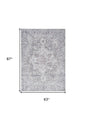 5' X 7' Blue And Pink Floral Power Loom Distressed Washable Area Rug