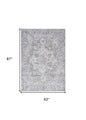 5' X 7' Blue And Pink Floral Power Loom Distressed Washable Area Rug