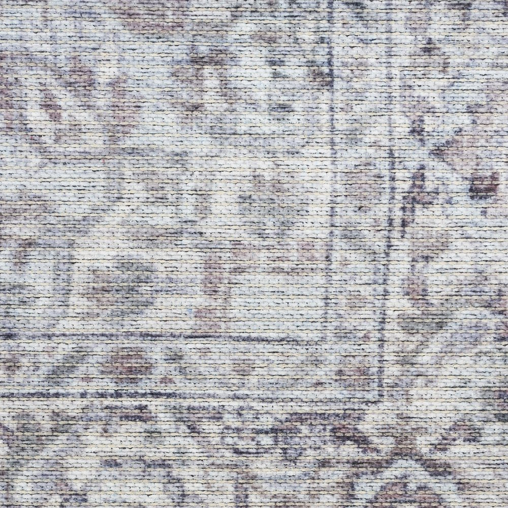 6' X 9' Blue And Pink Floral Power Loom Distressed Washable Area Rug