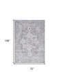 6' X 9' Blue And Pink Floral Power Loom Distressed Washable Area Rug