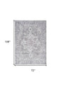 6' X 9' Blue And Pink Floral Power Loom Distressed Washable Area Rug
